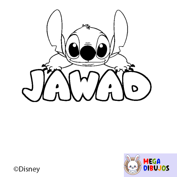 Coloraci&oacute;n del nombre JAWAD - decorado Stitch