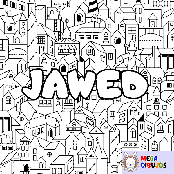 Coloraci&oacute;n del nombre JAWED - decorado ciudad