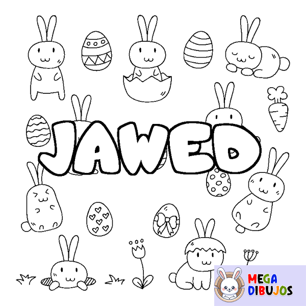 Coloraci&oacute;n del nombre JAWED - decorado Pascua