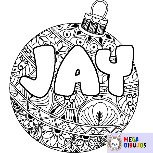 Coloraci&oacute;n del nombre JAY - decorado bola de Navidad