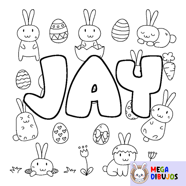 Coloraci&oacute;n del nombre JAY - decorado Pascua