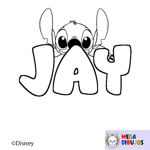 Coloraci&oacute;n del nombre JAY - decorado Stitch