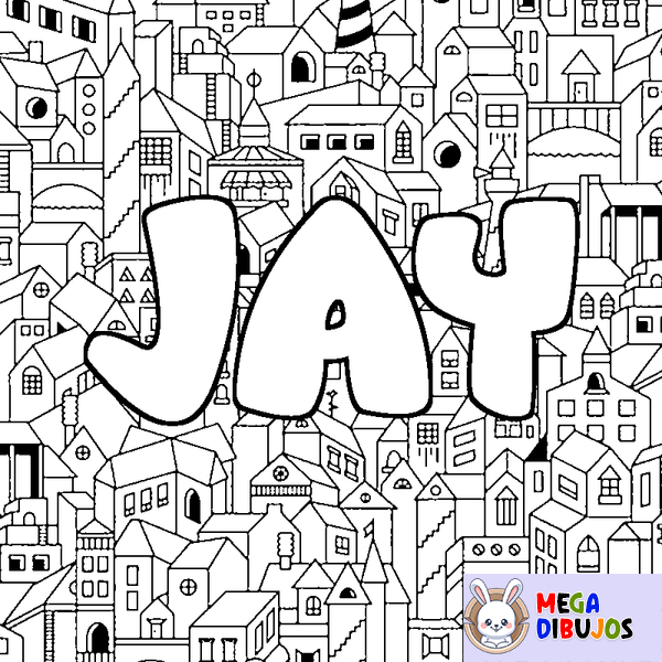 Coloraci&oacute;n del nombre JAY - decorado ciudad