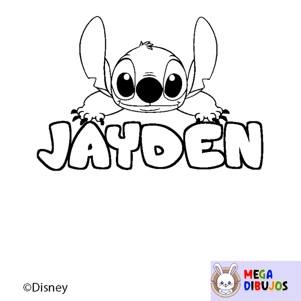 Coloraci&oacute;n del nombre JAYDEN - decorado Stitch