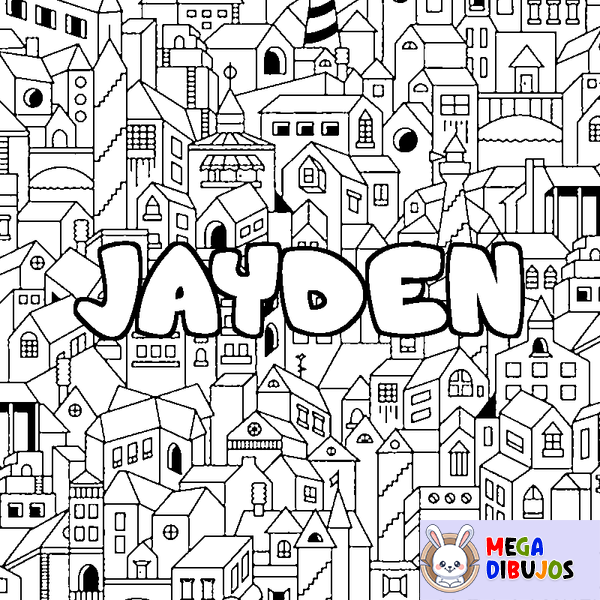 Coloraci&oacute;n del nombre JAYDEN - decorado ciudad