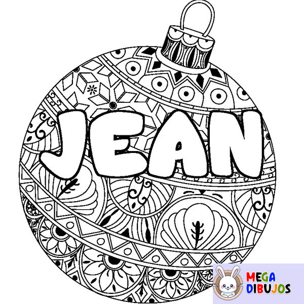 Coloraci&oacute;n del nombre JEAN - decorado bola de Navidad