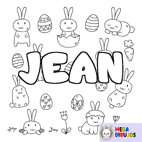 Coloraci&oacute;n del nombre JEAN - decorado Pascua