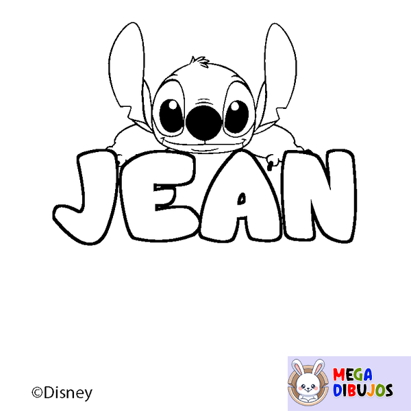 Coloraci&oacute;n del nombre JEAN - decorado Stitch