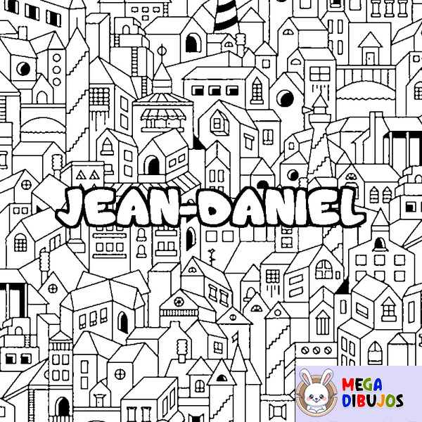 Coloraci&oacute;n del nombre JEAN-DANIEL - decorado ciudad