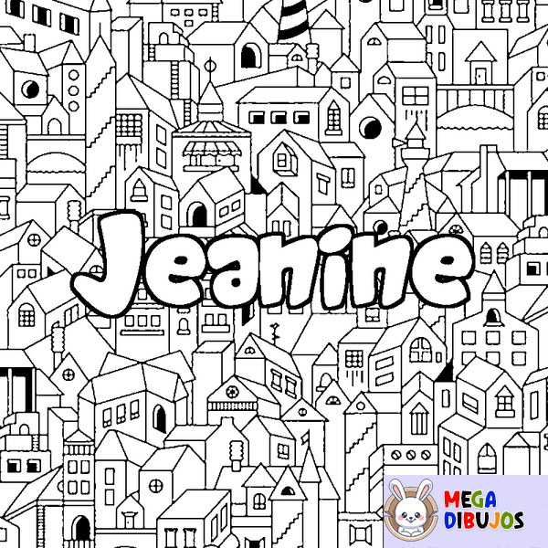 Coloraci&oacute;n del nombre Jeanine - decorado ciudad