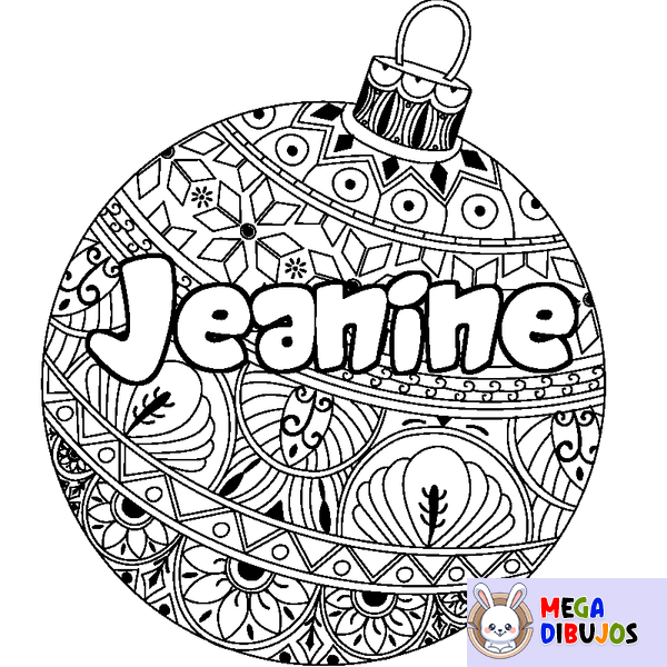 Coloraci&oacute;n del nombre Jeanine - decorado bola de Navidad
