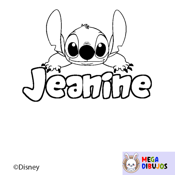 Coloraci&oacute;n del nombre Jeanine - decorado Stitch