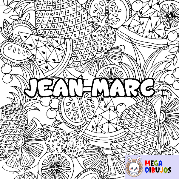 Coloraci&oacute;n del nombre JEAN-MARC - decorado mandala de frutas