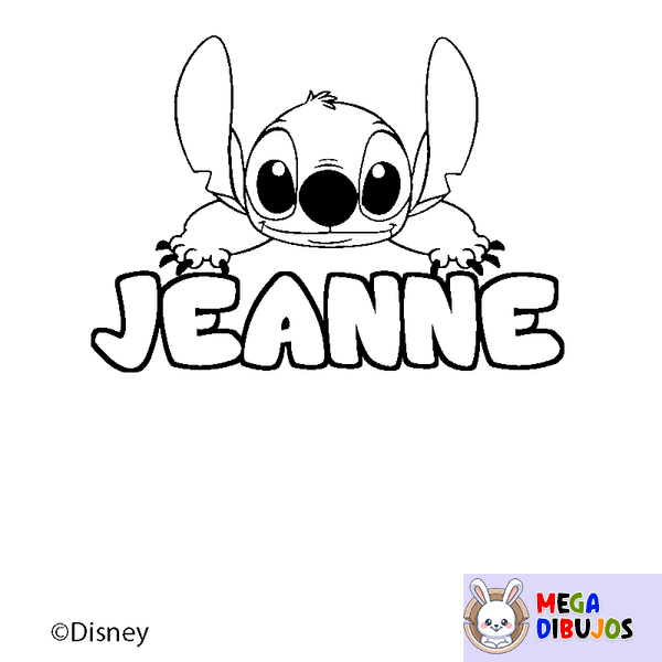 Coloraci&oacute;n del nombre JEANNE - decorado Stitch