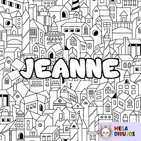 Coloraci&oacute;n del nombre JEANNE - decorado ciudad