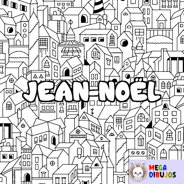 Coloraci&oacute;n del nombre JEAN-NO&Euml;L - decorado ciudad