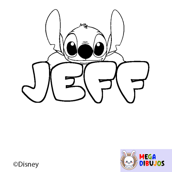 Coloraci&oacute;n del nombre JEFF - decorado Stitch
