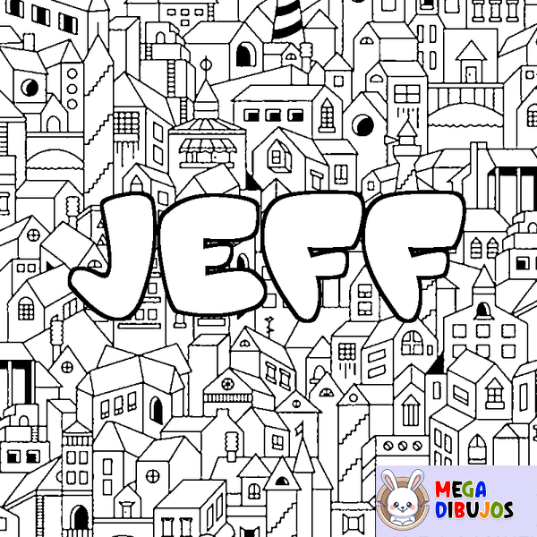 Coloraci&oacute;n del nombre JEFF - decorado ciudad