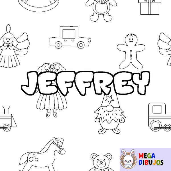 Coloraci&oacute;n del nombre JEFFREY - decorado juguetes