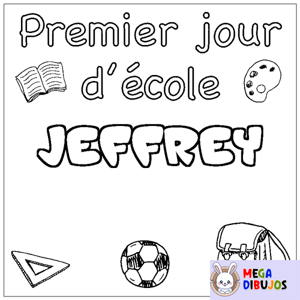 Coloraci&oacute;n del nombre JEFFREY - decorado primer d&iacute;a de escuela