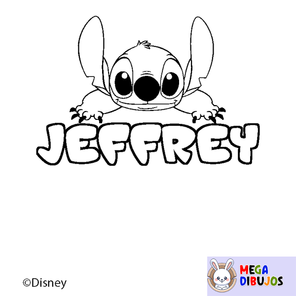 Coloraci&oacute;n del nombre JEFFREY - decorado Stitch