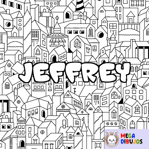 Coloraci&oacute;n del nombre JEFFREY - decorado ciudad
