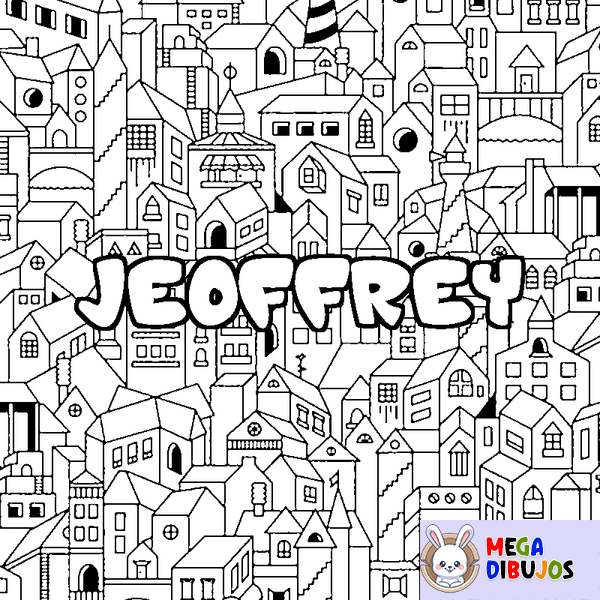 Coloraci&oacute;n del nombre JEOFFREY - decorado ciudad