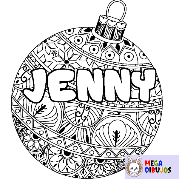 Coloraci&oacute;n del nombre JENNY - decorado bola de Navidad