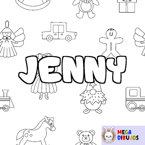 Coloraci&oacute;n del nombre JENNY - decorado juguetes