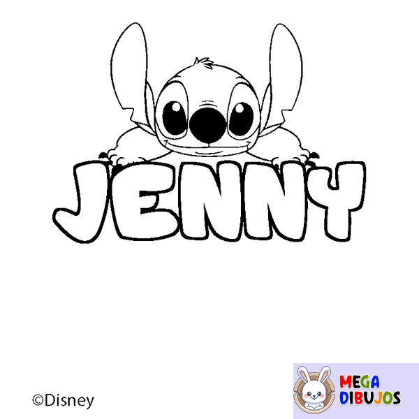 Coloraci&oacute;n del nombre JENNY - decorado Stitch