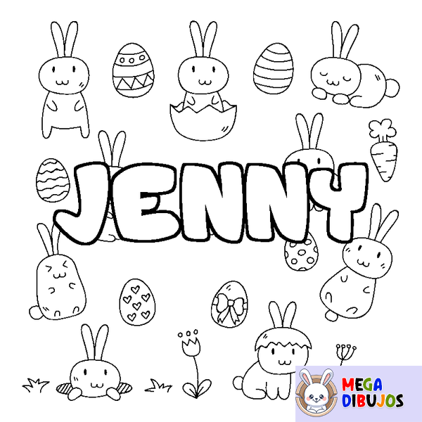 Coloraci&oacute;n del nombre JENNY - decorado Pascua