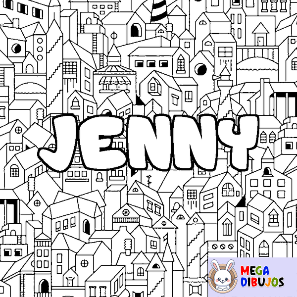 Coloraci&oacute;n del nombre JENNY - decorado ciudad