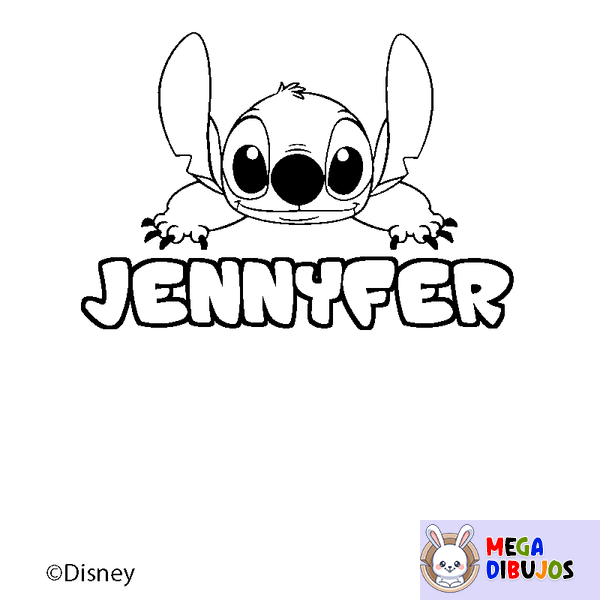 Coloraci&oacute;n del nombre JENNYFER - decorado Stitch