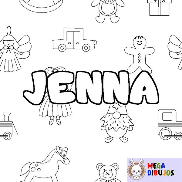 Coloraci&oacute;n del nombre JENNA - decorado juguetes