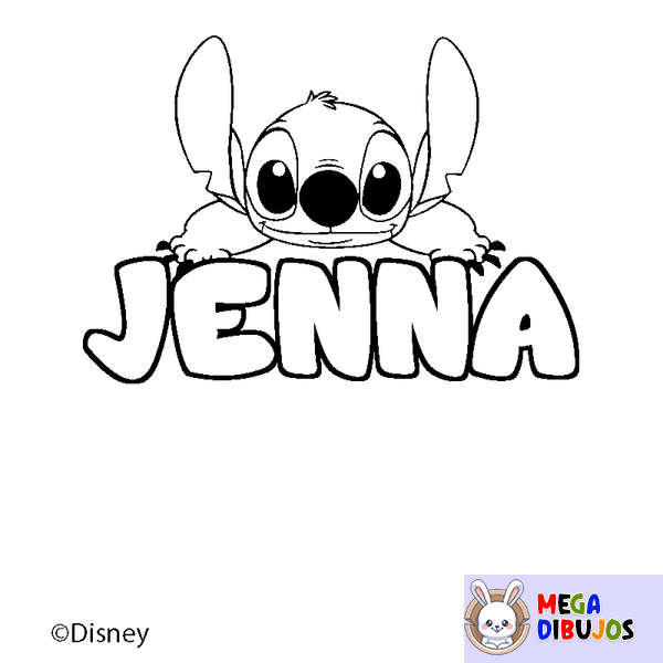 Coloraci&oacute;n del nombre JENNA - decorado Stitch