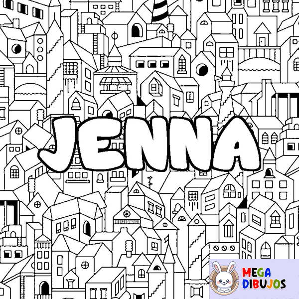 Coloraci&oacute;n del nombre JENNA - decorado ciudad