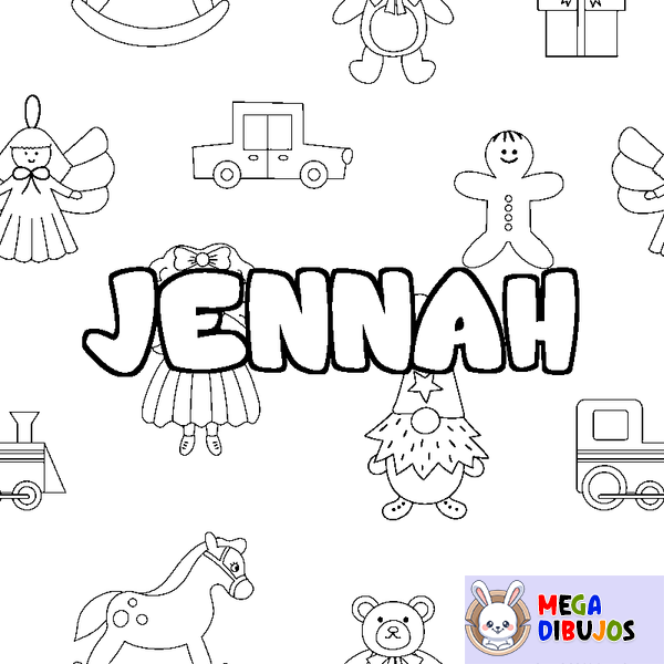 Coloraci&oacute;n del nombre JENNAH - decorado juguetes