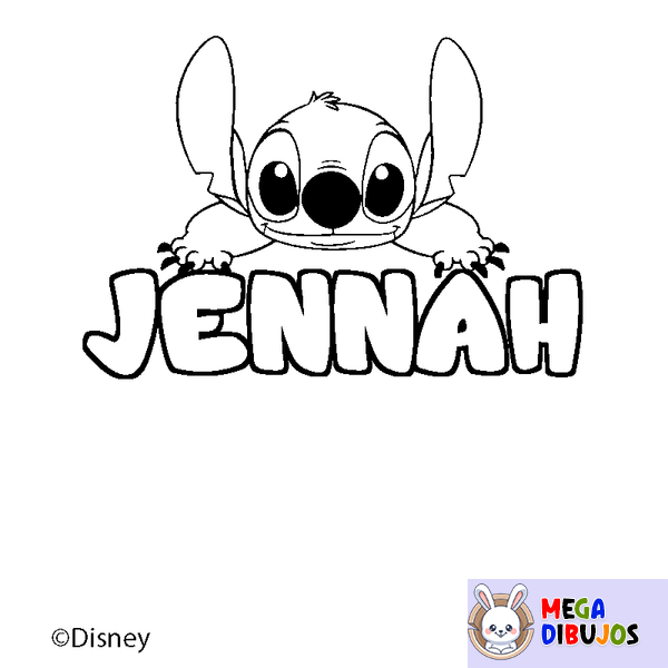 Coloraci&oacute;n del nombre JENNAH - decorado Stitch