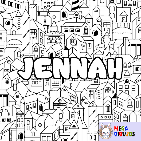 Coloraci&oacute;n del nombre JENNAH - decorado ciudad