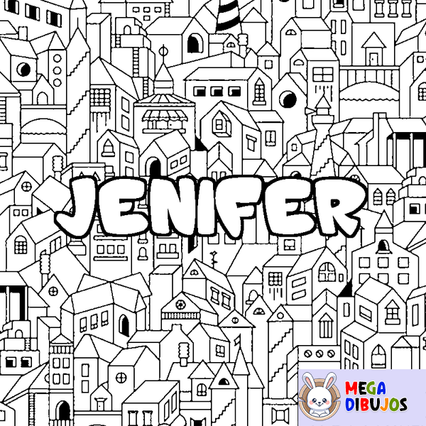 Coloraci&oacute;n del nombre JENIFER - decorado ciudad