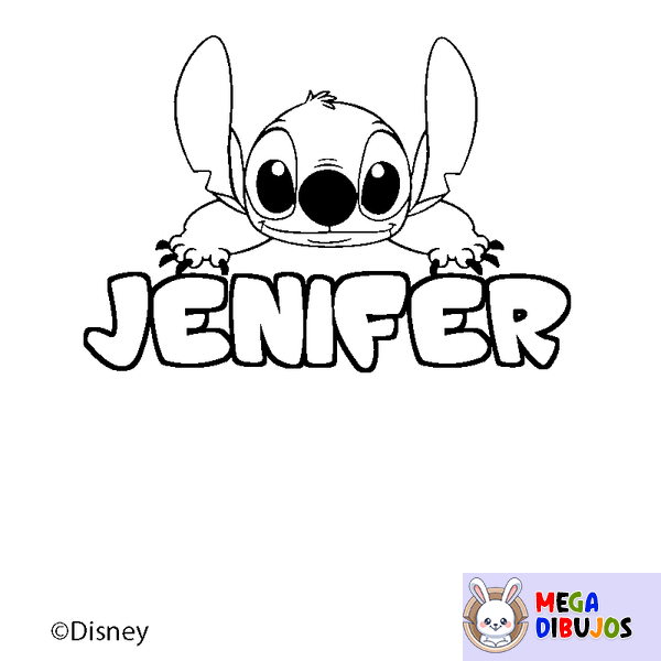Coloraci&oacute;n del nombre JENIFER - decorado Stitch