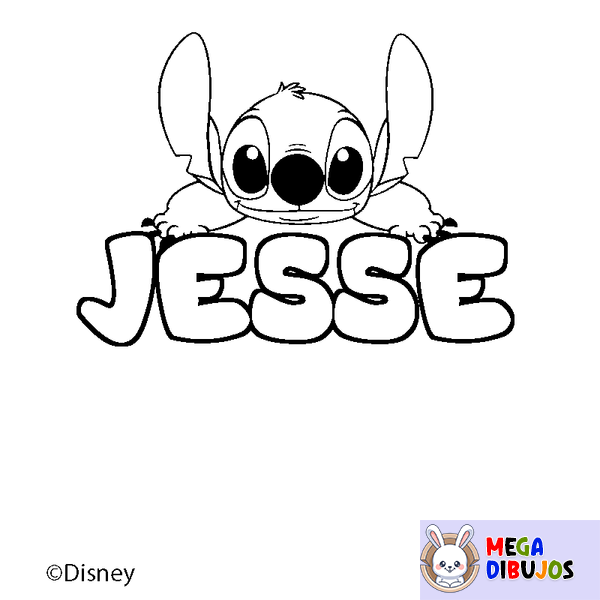 Coloraci&oacute;n del nombre JESSE - decorado Stitch