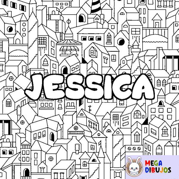 Coloraci&oacute;n del nombre JESSICA - decorado ciudad