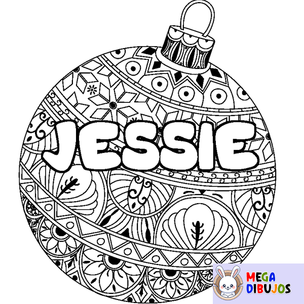 Coloraci&oacute;n del nombre JESSIE - decorado bola de Navidad
