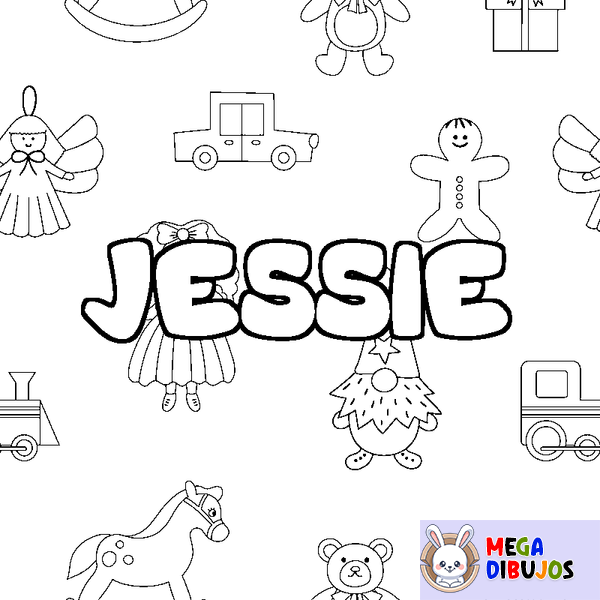 Coloraci&oacute;n del nombre JESSIE - decorado juguetes