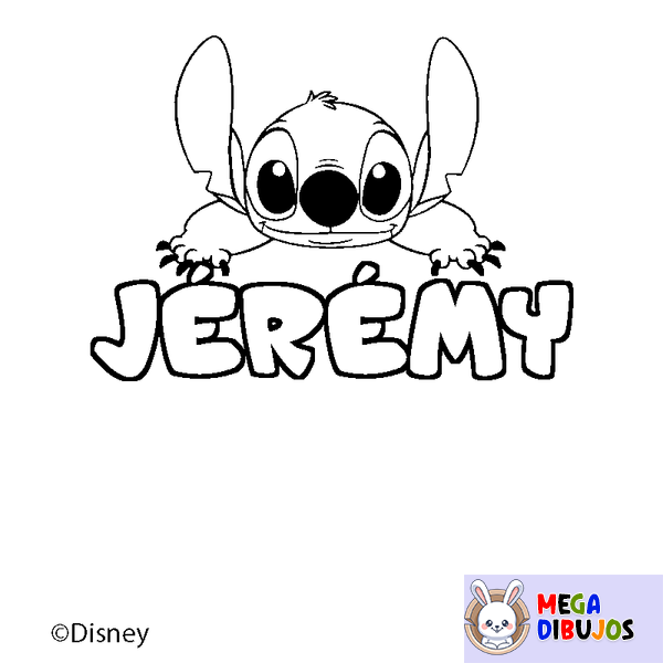 Coloraci&oacute;n del nombre J&Eacute;R&Eacute;MY - decorado Stitch