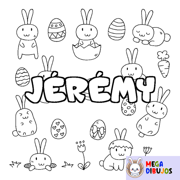 Coloraci&oacute;n del nombre J&Eacute;R&Eacute;MY - decorado Pascua