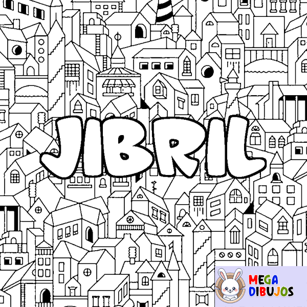 Coloraci&oacute;n del nombre JIBRIL - decorado ciudad