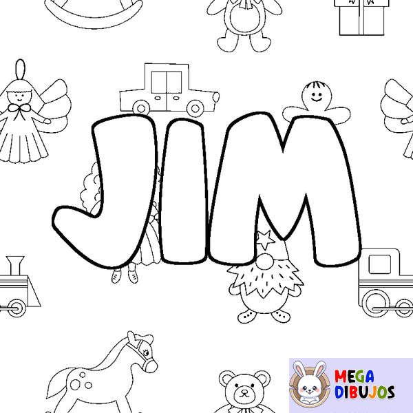 Coloraci&oacute;n del nombre JIM - decorado juguetes