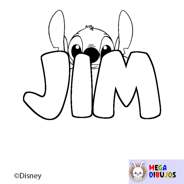 Coloraci&oacute;n del nombre JIM - decorado Stitch